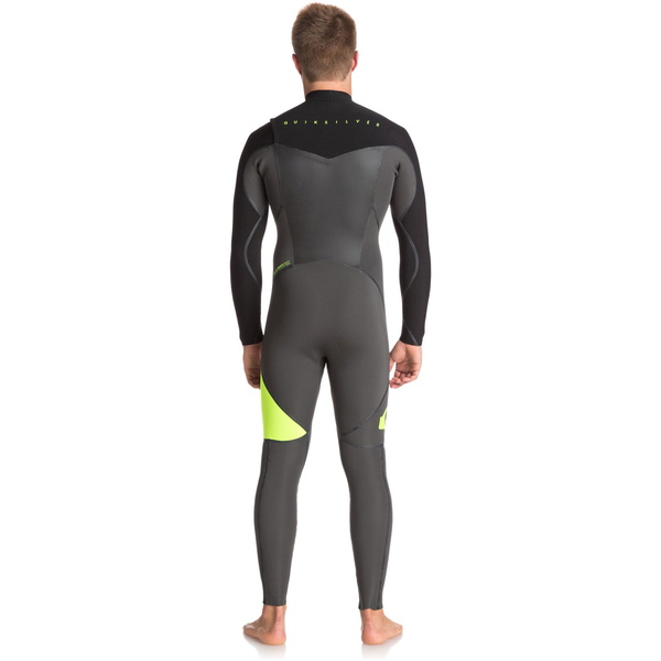 Quiksilver Syncro+ 4/3mm Chest Zip Wetsuit JET BLACK / SAFETY YELLOW EQYW103044